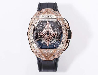 HUBLOT Spirit of Big Bang Sang Bleu Rose Gold Hublot Big Bang with Diamonds 42mm Watch